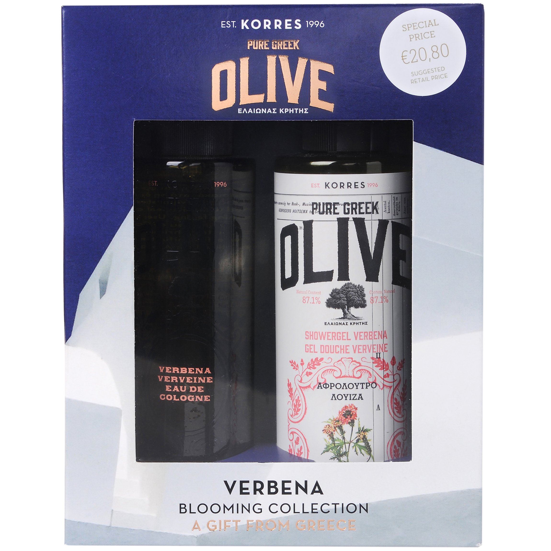 Korres Πακέτο Προσφοράς Olive Verbena, Αφρόλουτρο Λουίζα 250ml & Δώρο Eau De Cologne Λουίζα 100ml