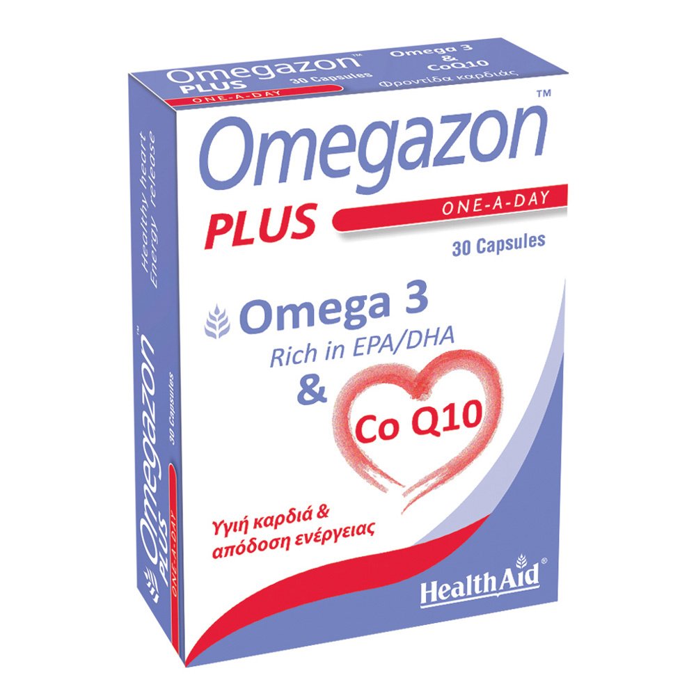 HealthAid Omegazon PLUS Ω3 & Co Q10  Φροντίδα και Τόνωση της Καρδιάς του Κυκλοφορικού και του Μυϊκού Συστήματος 30caps