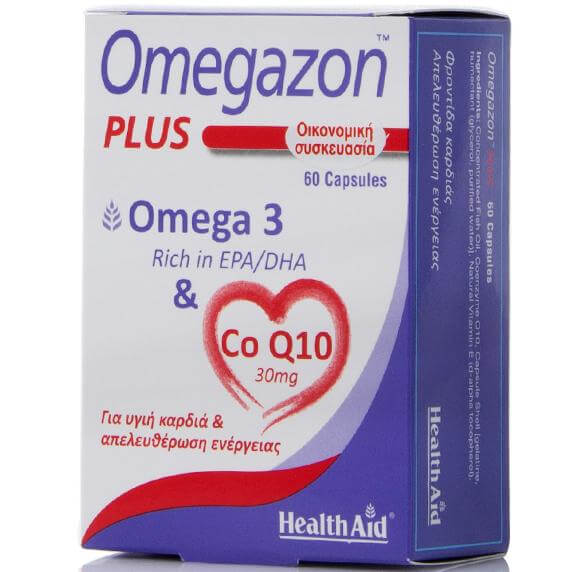 Health Aid Omegazon Plus Omega-3 & Co Q10 Συμπλήρωμα Διατροφής για Υγιή Καρδιά & Απευλευθέρωση Ενέργειας 60caps