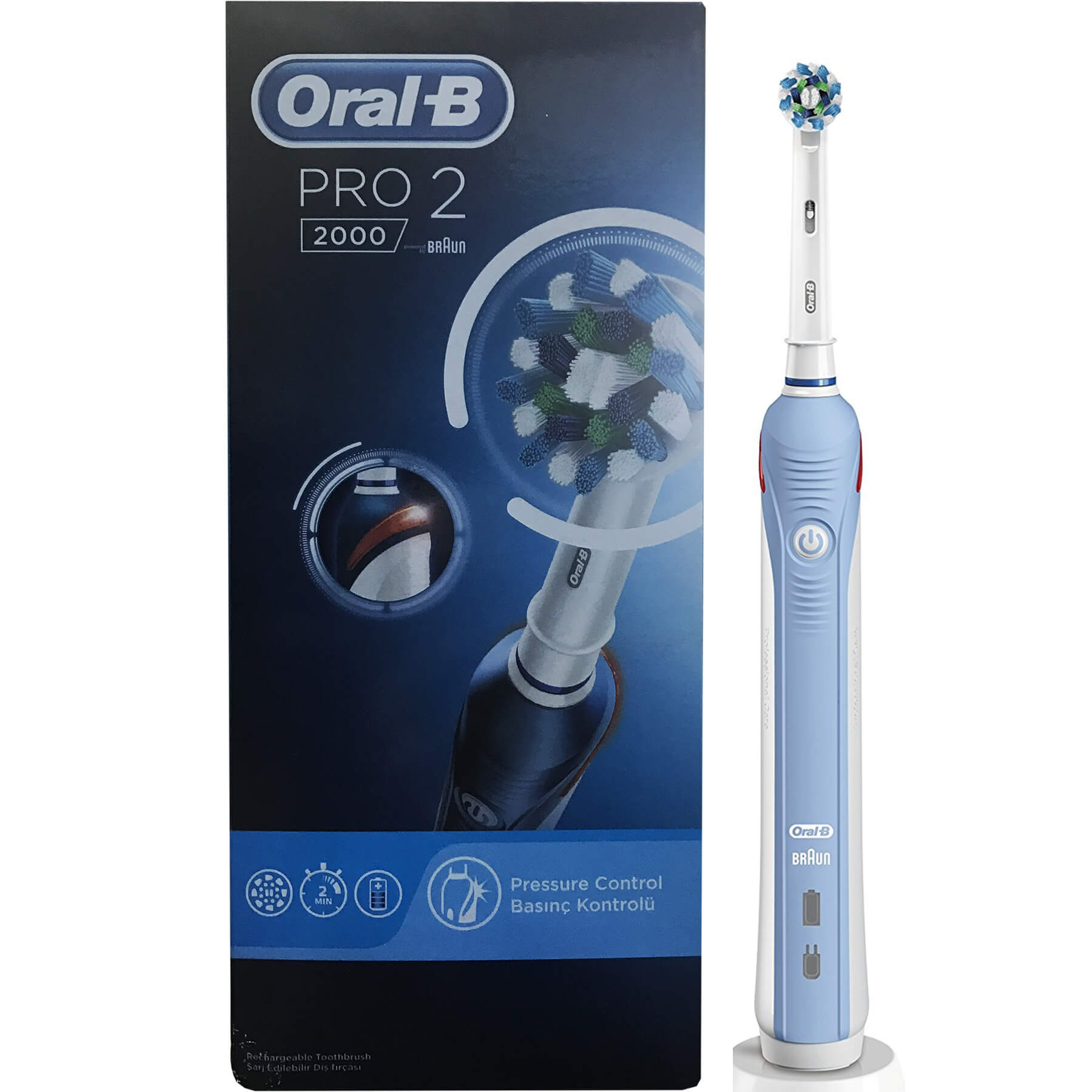 Oral-B Pro 2 2000 Ηλεκτρική Οδοντόβουρτσα με Ορατό Αισθητήρα Πίεσης 1 Τεμάχιο