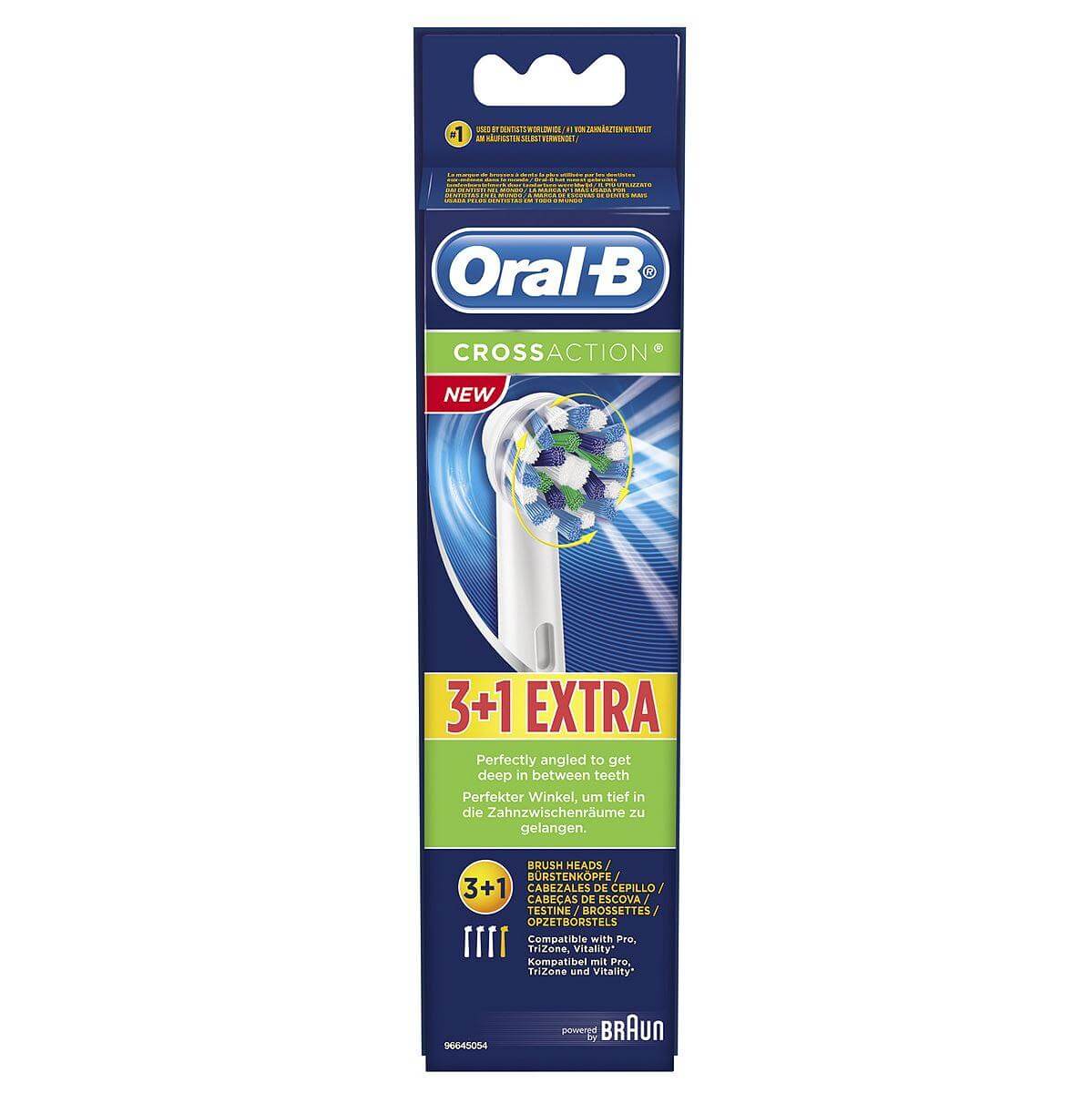 Oral B Cross Action Ανταλλακτικές Κεφαλές Βουρτσίσματος 3+1 Τεμάχια