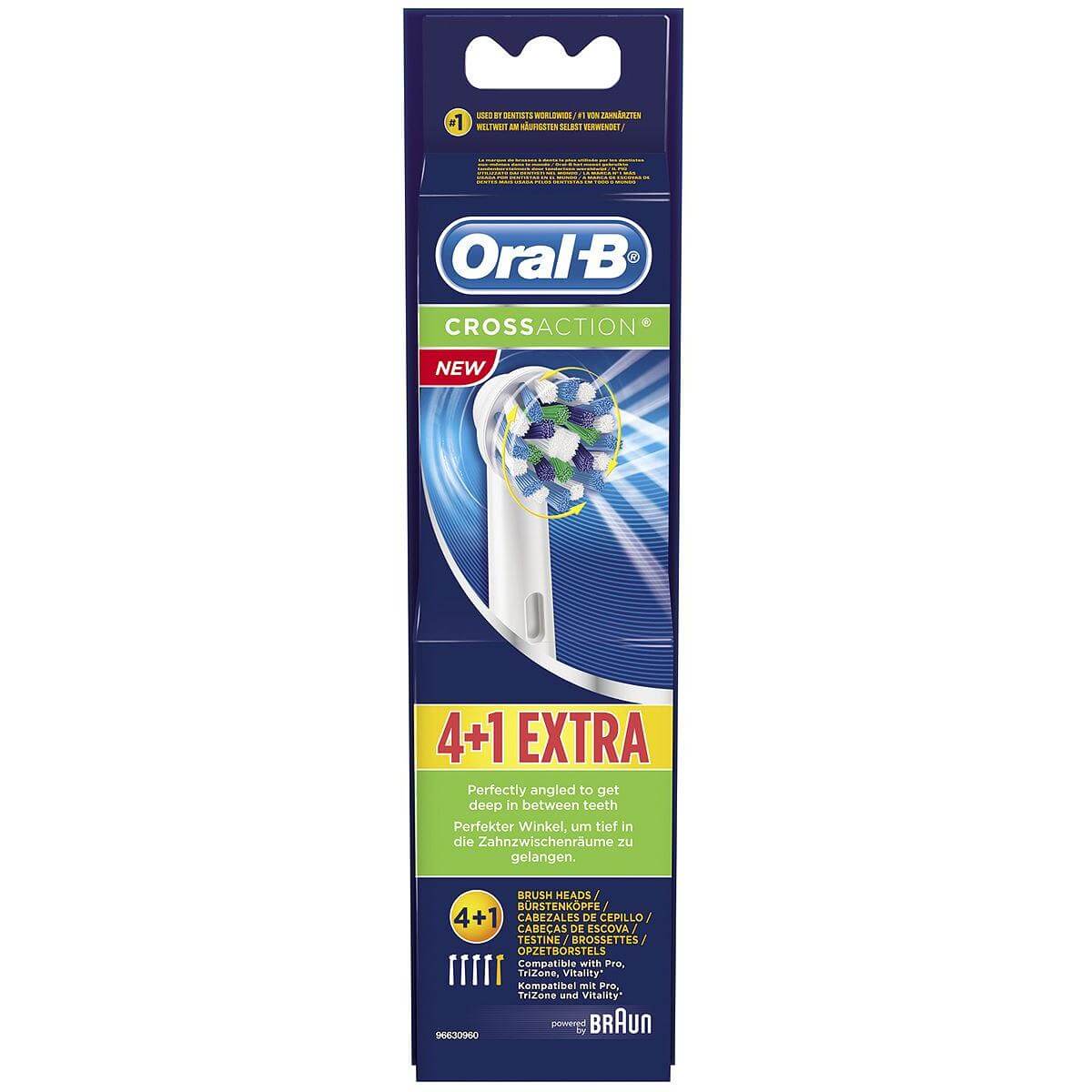 Oral B Cross Action Ανταλλακτικές Κεφαλές Βουρτσίσματος 4+1 Τεμάχια