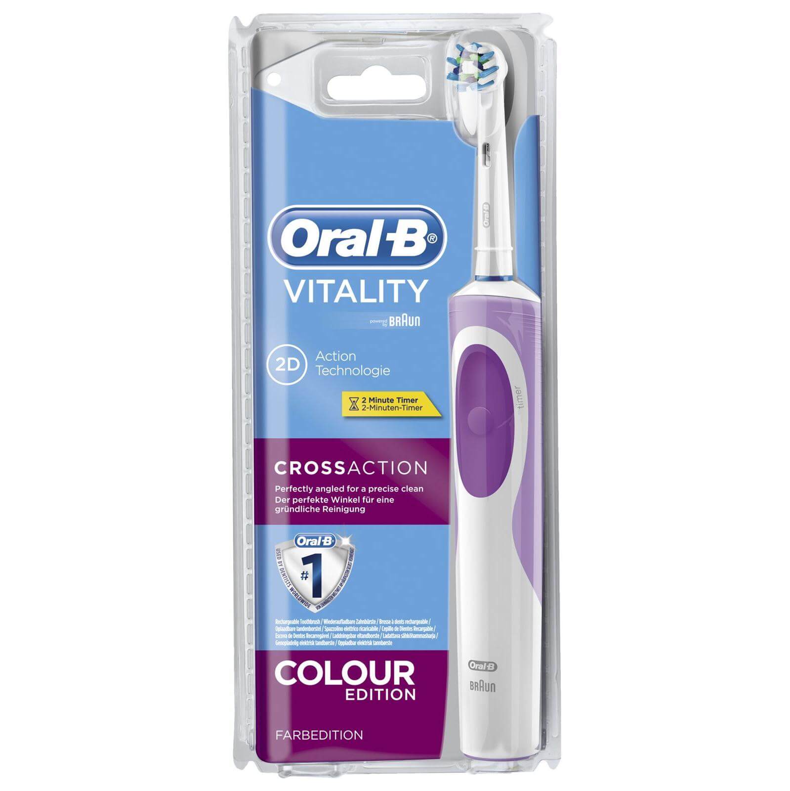 Oral B Vitality 2D Cross Action Colour Pink Edition Ηλεκτρική Οδοντόβουρτσα Τεχνολογία Καθαρισμού 2D σε Ροζ Χρώμα, 1τεμάχιο