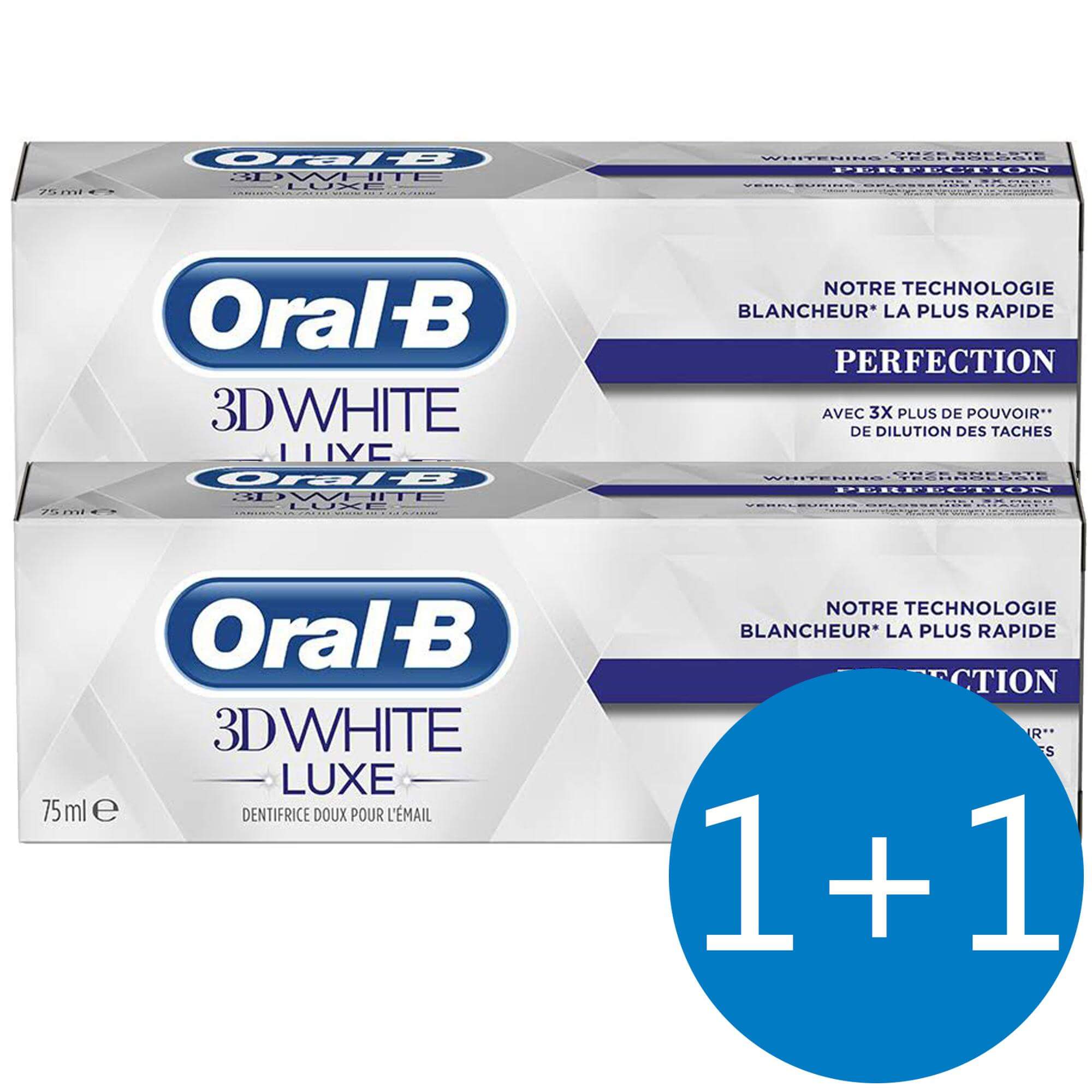 Oral B Πακέτο Προσφοράς 3D White Luxe Perfection Οδοντόκρεμα Απαλή με το Σμάλτο 75ml 1+1 Δώρο