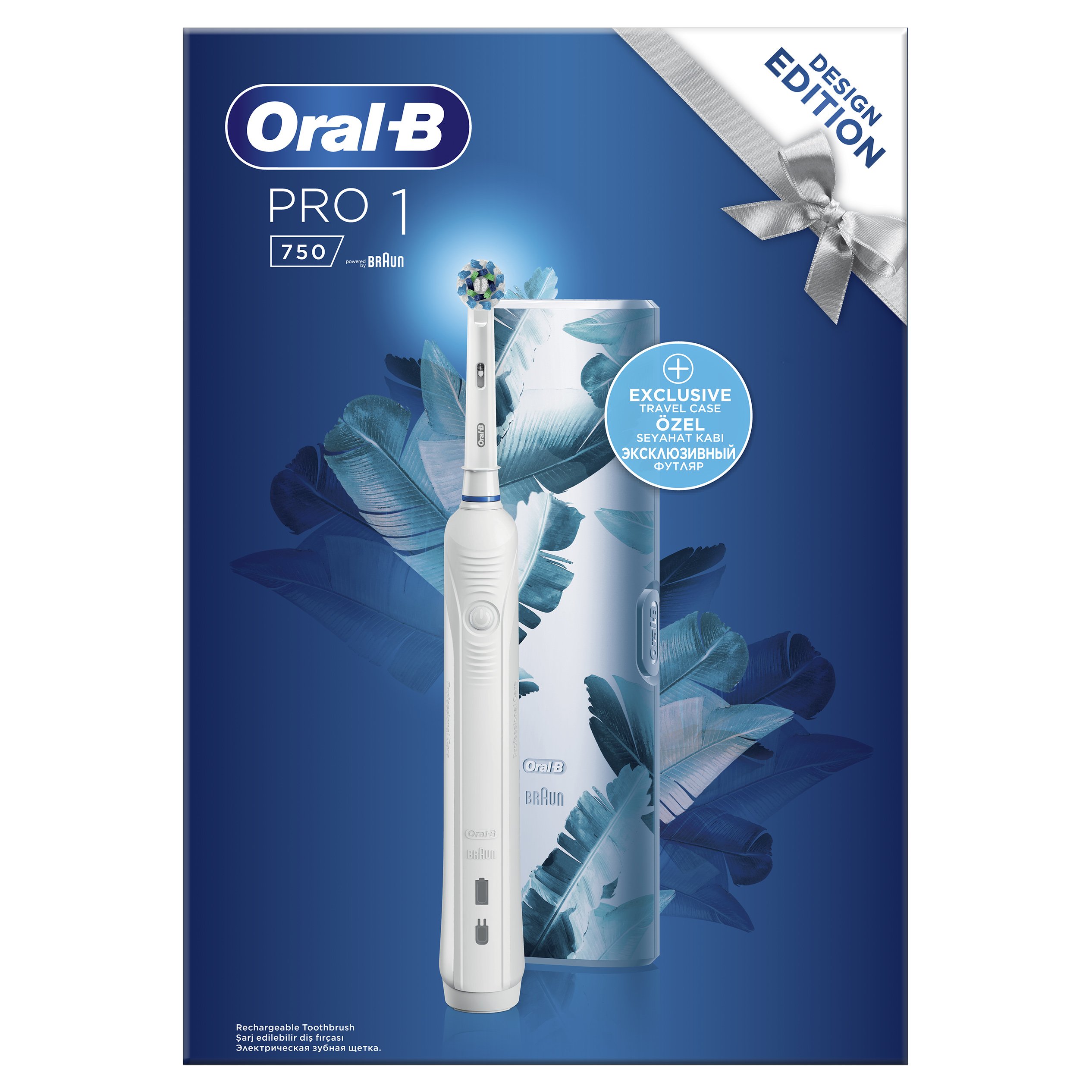 Oral-B Pro 1 750 Design Edition Blue Ηλεκτρική Οδοντόβουρτσα για πιο Λευκά Δόντια από την 1η Μέρα & Δώρο Premium Θήκη Ταξιδίου