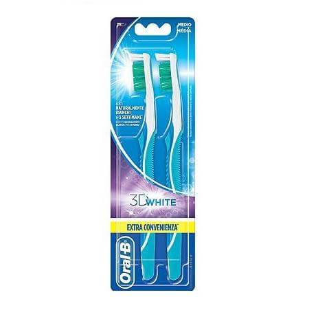 Oral-B 3DWhite Xειροκίνητη Οδοντόβουρτσα 35 Μέτρια 2τεμάχια