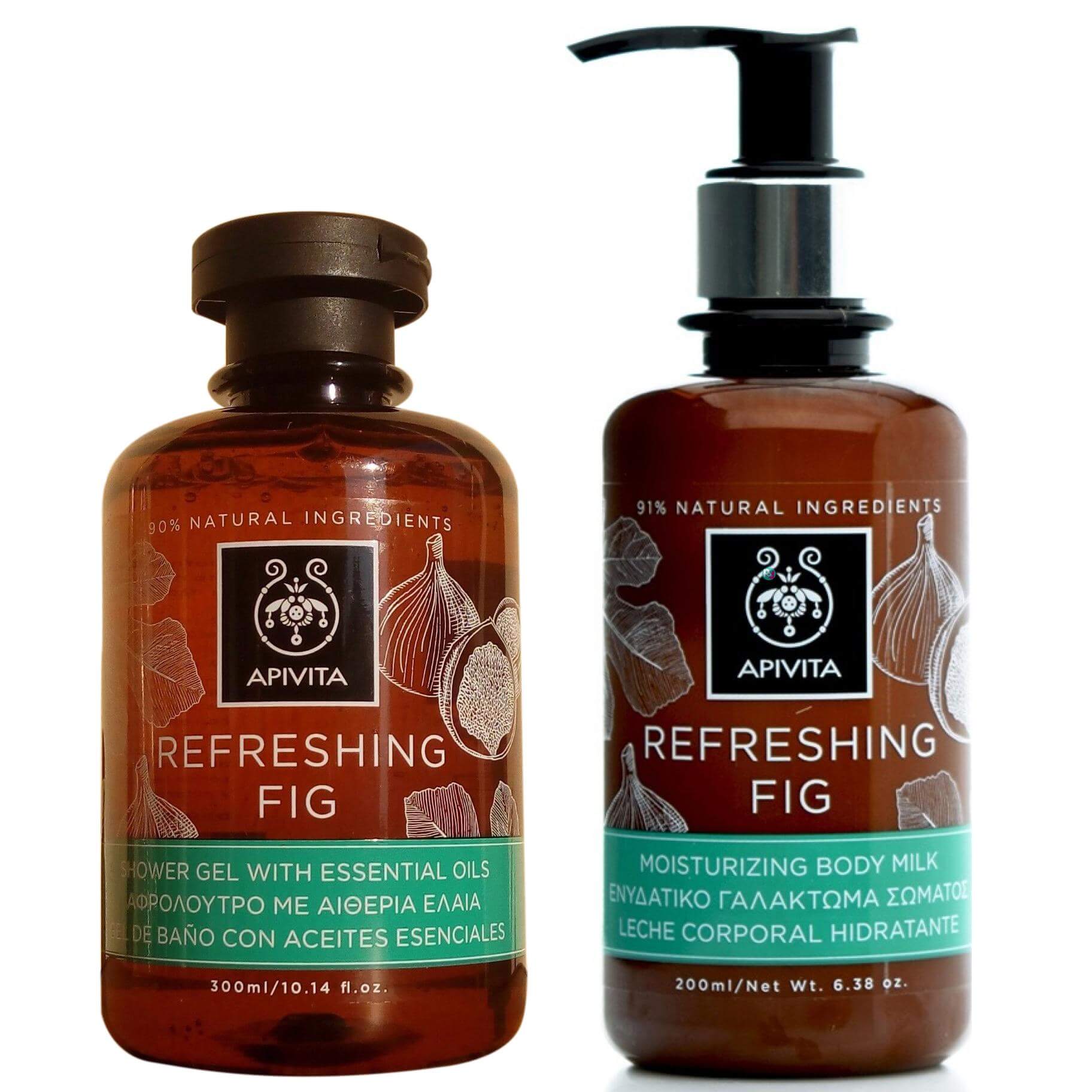 Apivita Refresing Fig SET Shower Gel 300 ml + Body Milk 200 ml Τόνωση & Αναζωογόνηση με Αλόη & Σύκο
