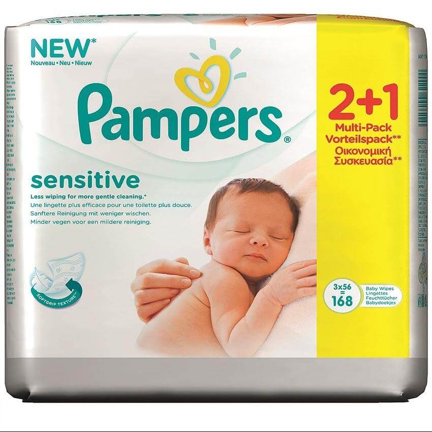 Pampers Μωρομάντηλα Sensitive 2+1 Δώρο Πακέτα