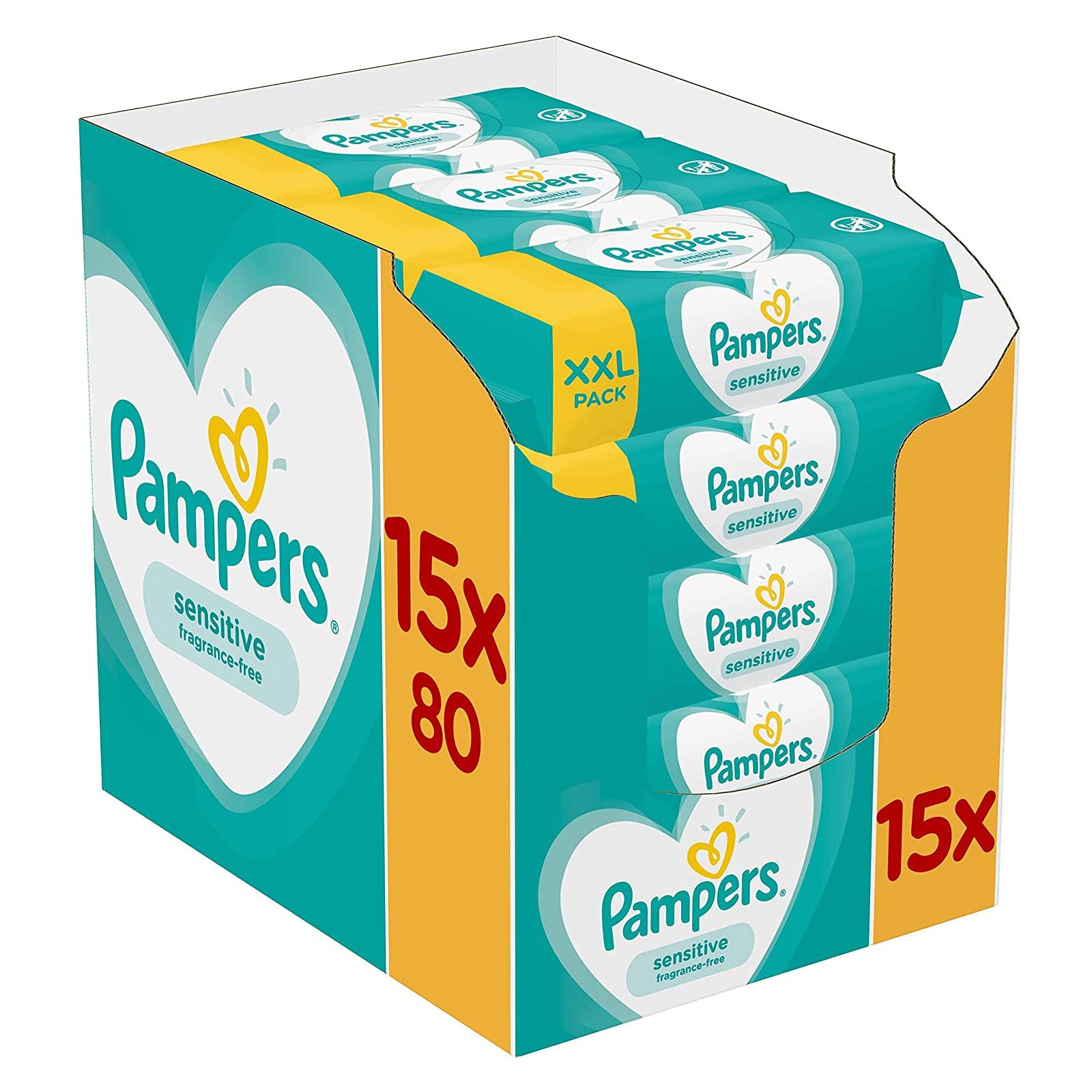 Pampers Πακέτο Προσφοράς Sensitive Wipes Μωρομάντηλα Ιδανικά για την Ευαίσθητη Επιδερμίδα 15×80 Τεμάχια
