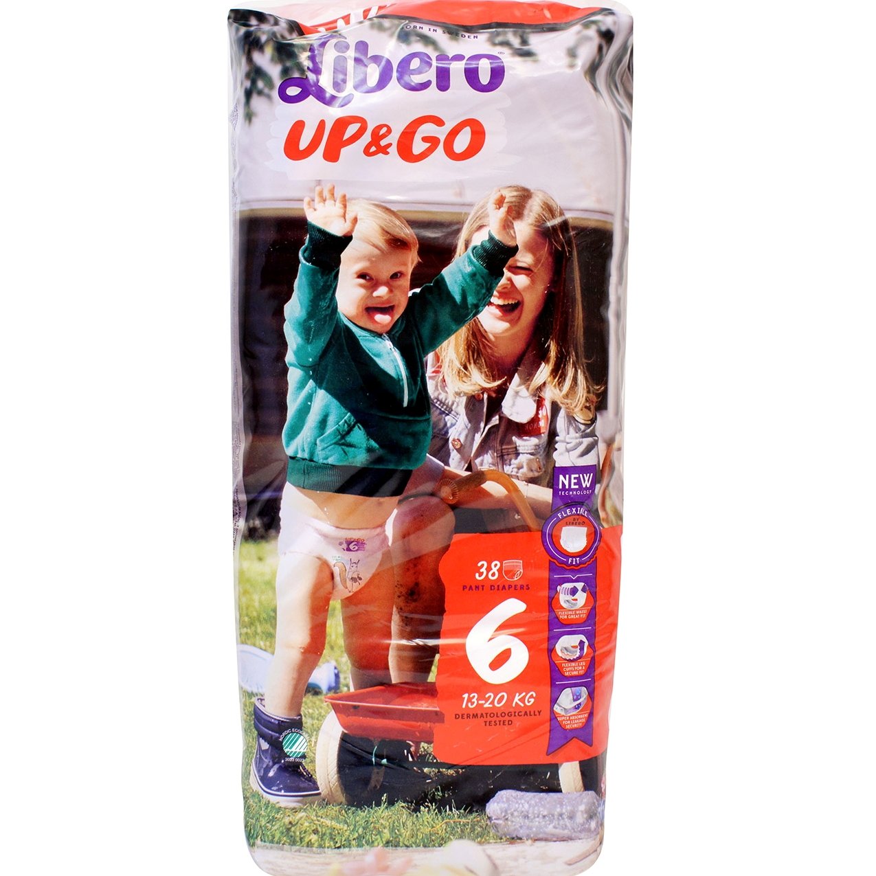 Libero UP&Go Πάνα Βρακάκι για Ελευθερία Κινήσεων No6 13-20kg 38τμχ