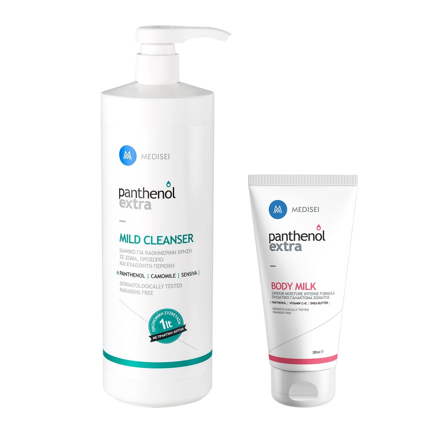 Medisei Panthenol Extra Promo Mild Cleanser 1L & Δώρο Body Milk 200ml