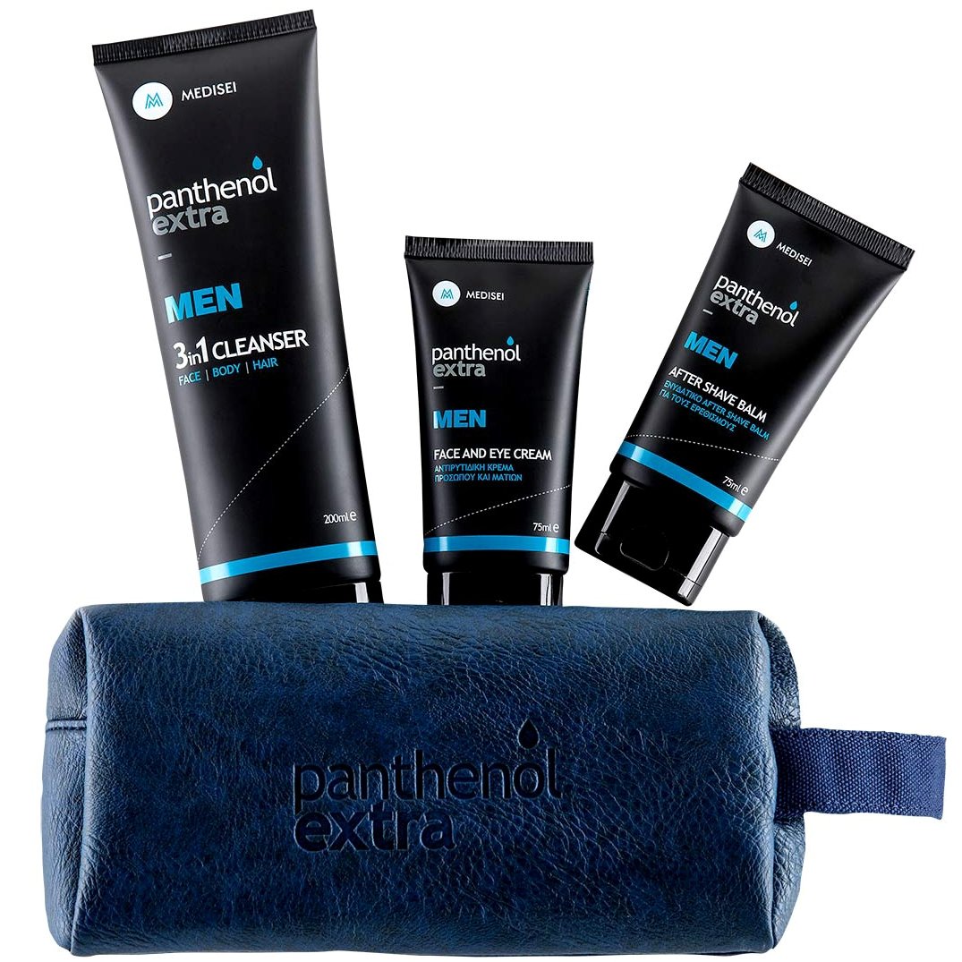 Medisei Panthenol Extra Promo Men Face&Eye Cream 75ml & AfterShave Balm 75ml & 3in1 Cleanser Face Body Hair 200ml & Δώρο Νεσεσερ