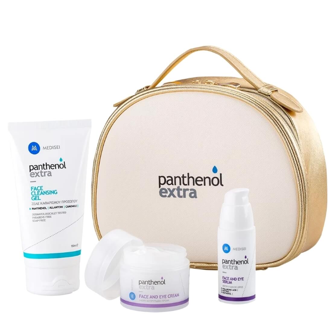 Medisei Panthenol Extra Gift for Her Premium Anti-ageing Set, Face & Eye Cream 50ml, Serum 30ml & Face Cleansing Gel 150ml