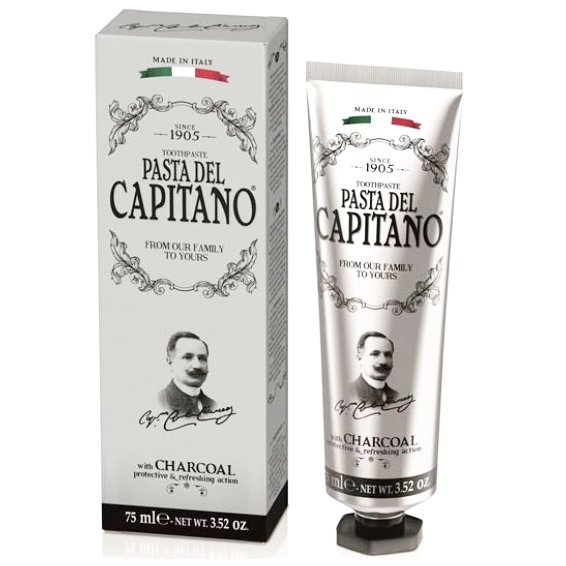 Pasta Del Capitano Charcoal Λευκαντική Οδοντόκρεμα με Ενεργό Φυσικό Άνθρακα 75ml