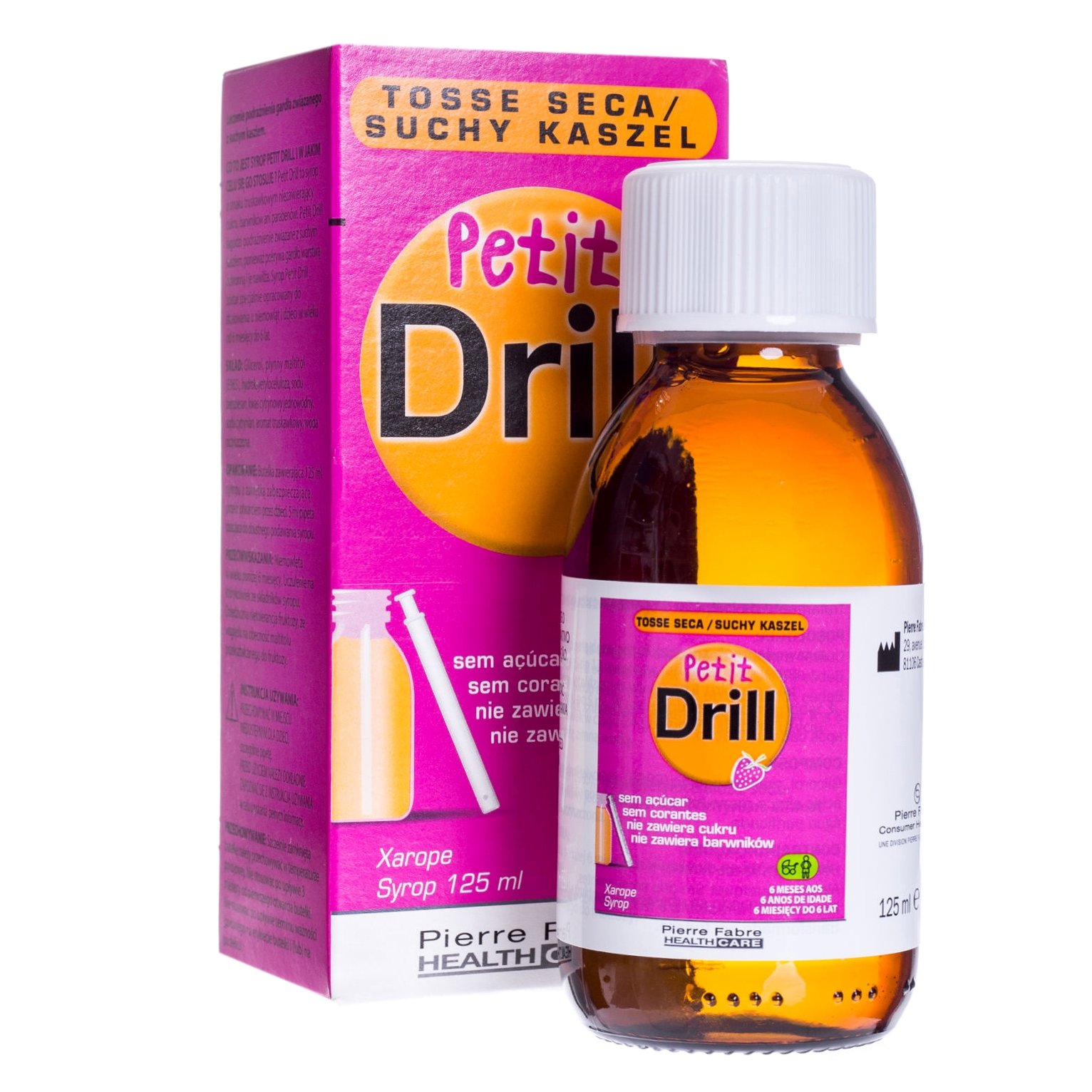 Pierre Fabre Sante Petit Drill Παιδικό Σιρόπι για τον Ξηρό Βήχα με Γεύση Φράουλας Από 6 Μηνών Έως 6 Ετών 125ml
