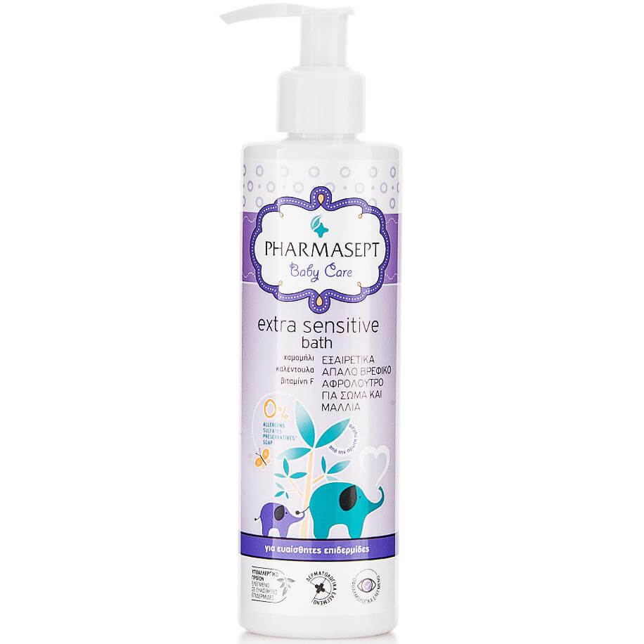 Pharmasept Extra Sensitive Bath Πολύ Απαλό Βρεφικό Αφρόλουτρο για Σώμα & Μαλλιά Χωρίς Parabens, Σαπούνι & Θειούχες Ενώσεις 250ml