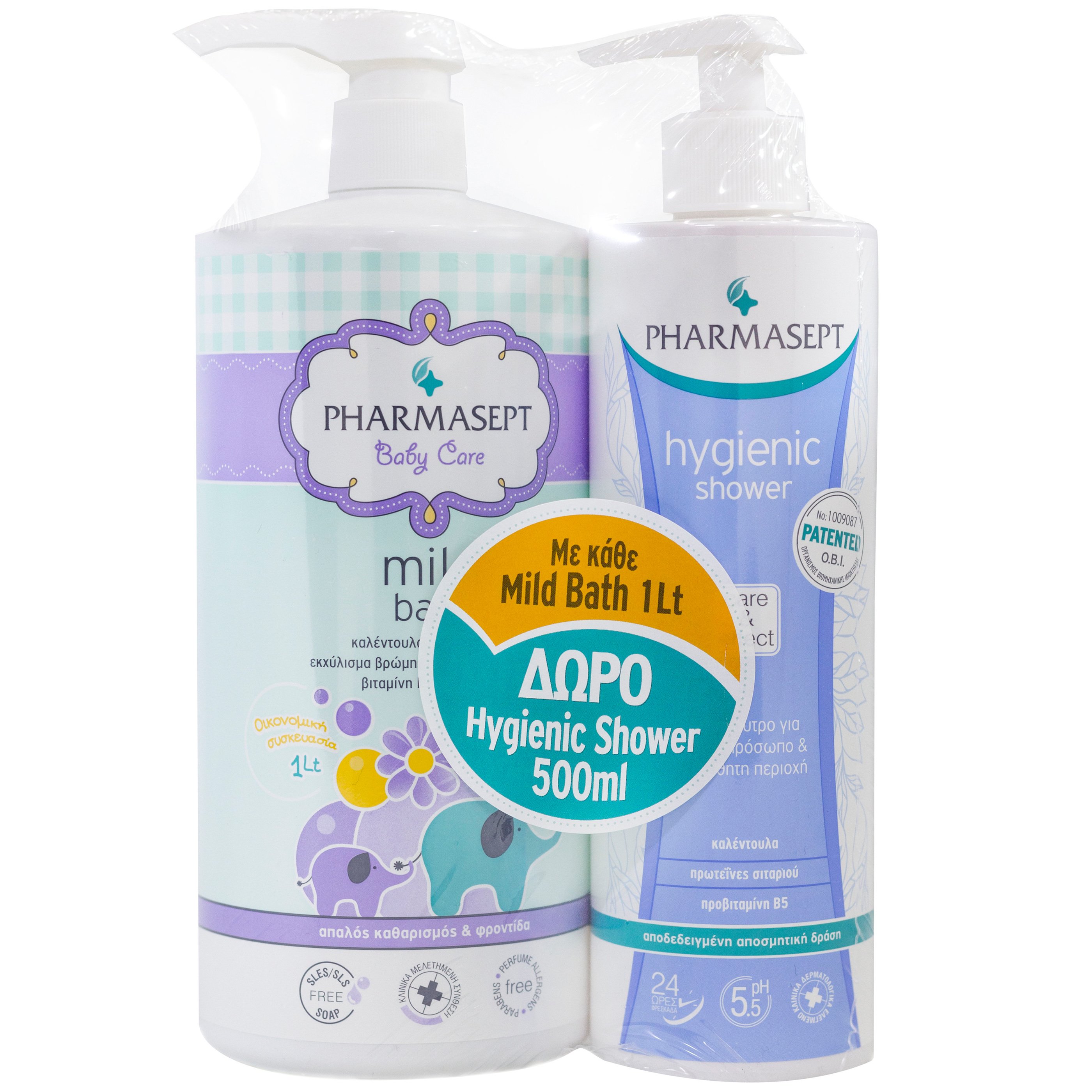 Pharmasept Πακέτο Προσφοράς Tol Velvet Baby Mild Bath 1Lt & Δώρο Tol Velvet Hygienic Shower 500ml