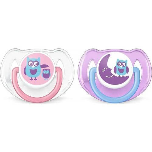 Avent Fashion Πιπίλα Σιλικόνης 6-18m Διαφανές – Μώβ 2 τεμάχια SCF197/22
