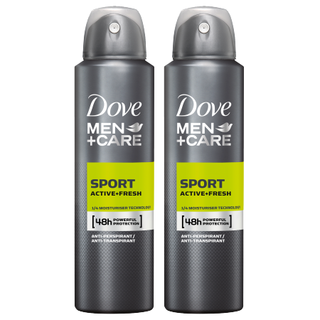 Dove Men Care Sport Active Fresh Αντιιδρωτικό με Ισχυρη Προστασία 1+1 Δώρο, 2 x 150ml