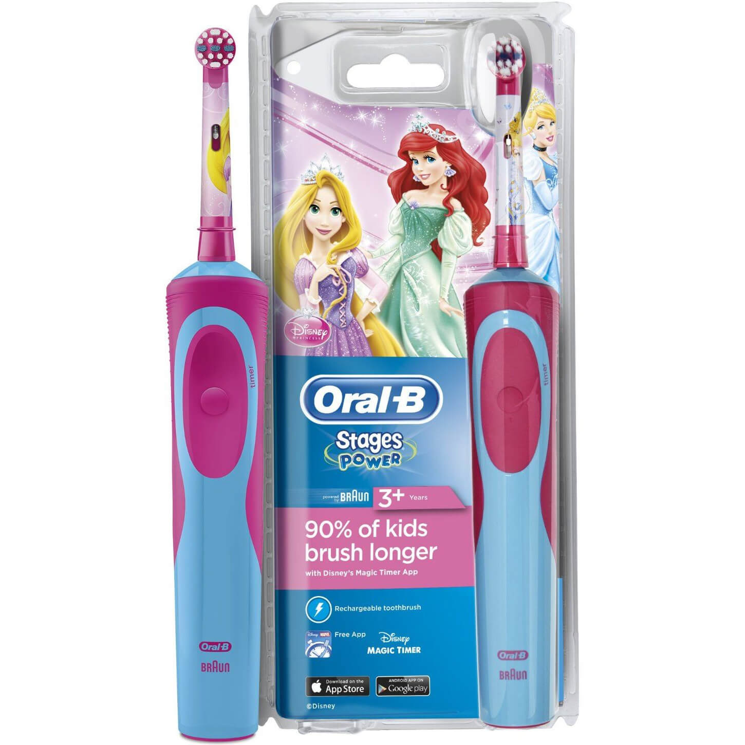 Oral-B Vitality Stages Princess 3+ years Παιδική Ηλεκτρική Οδοντόβουρτσα Πριγκίπισσα 1 τεμάχιο