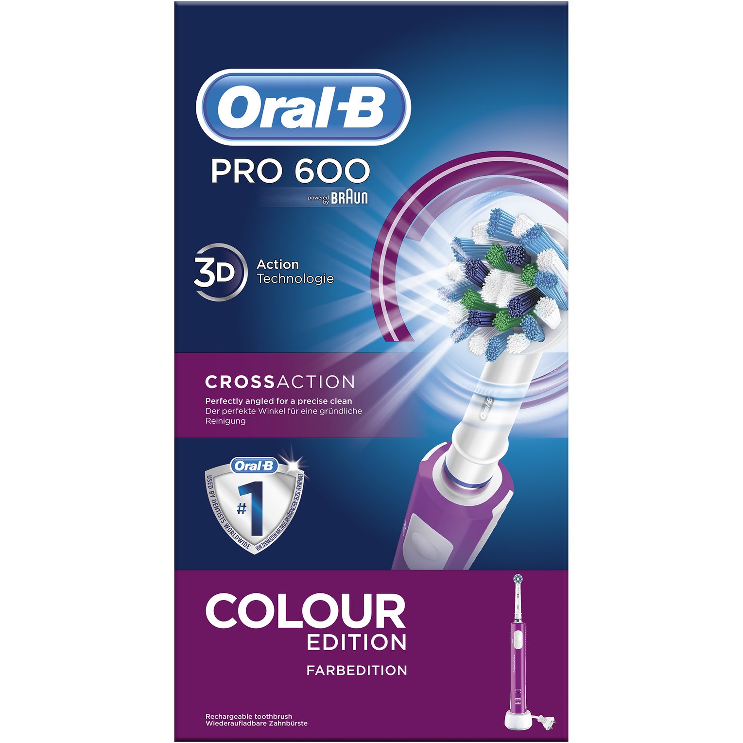 Oral-B PRO CrossAction 600 Μωβ Επαναφορτιζόμενη Ηλεκτρική Οδοντόβουρτσα