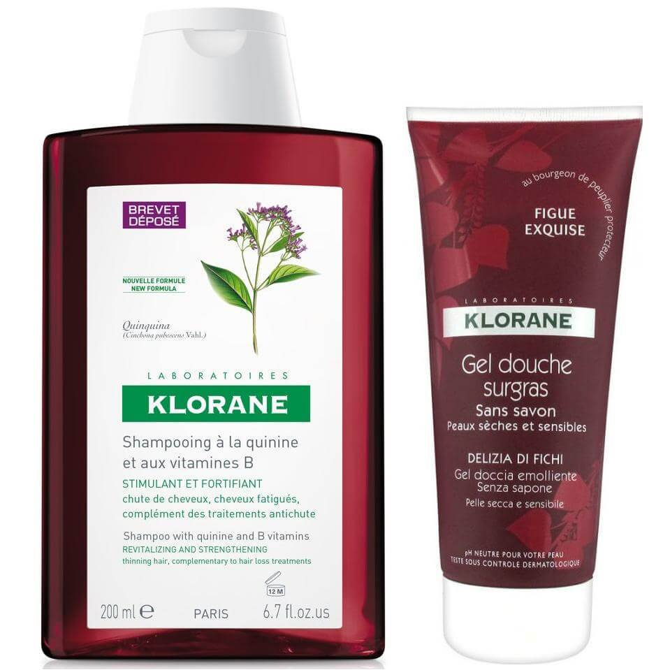 Klorane Fortifying Treatment Shampoo with Quinine Δυναμωτικό Σαμπουάν + Gel Douche Surgras Fig Squisita Αφρόλουτρο 200ml