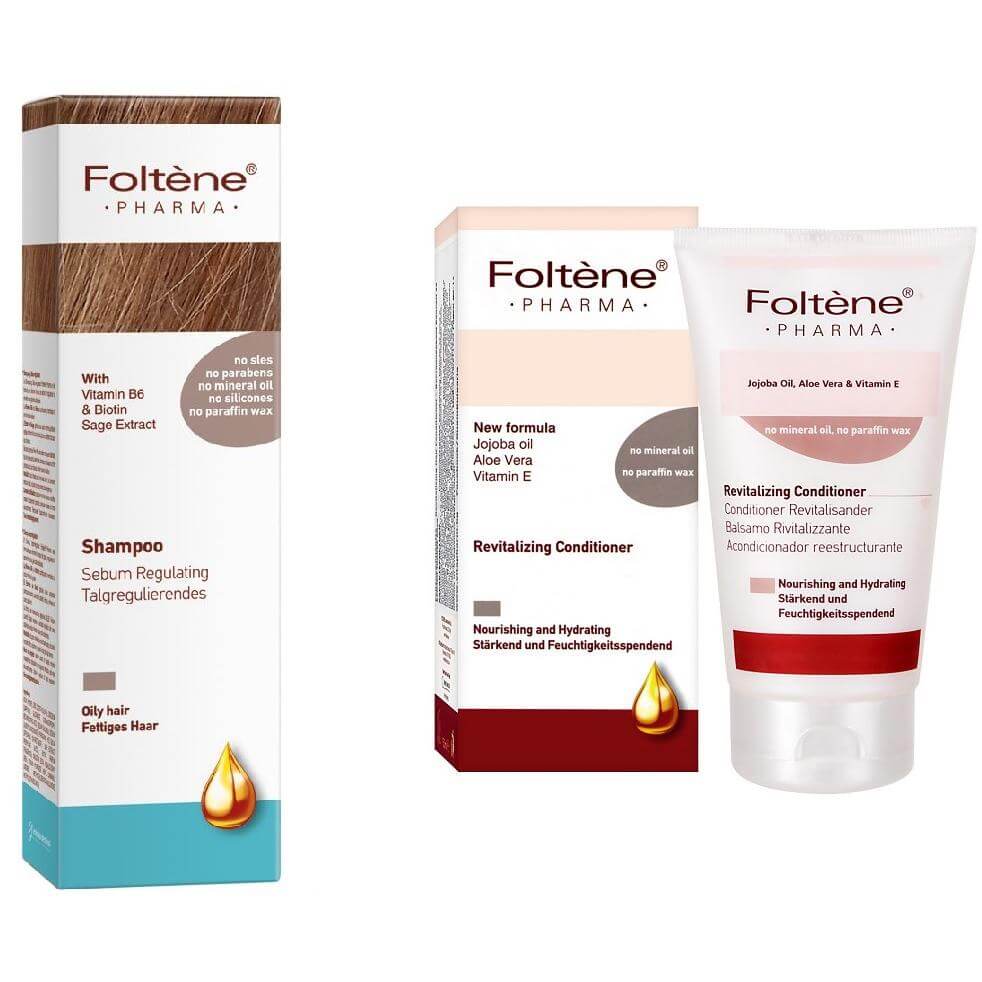 Foltene Sebum Σαμπουάν Σμηγματορρυθμιστικό Κατά της Λιπαρότητας + Δώρο Conditioner Μαλακτική Κρέμα Θρέψης 150ml