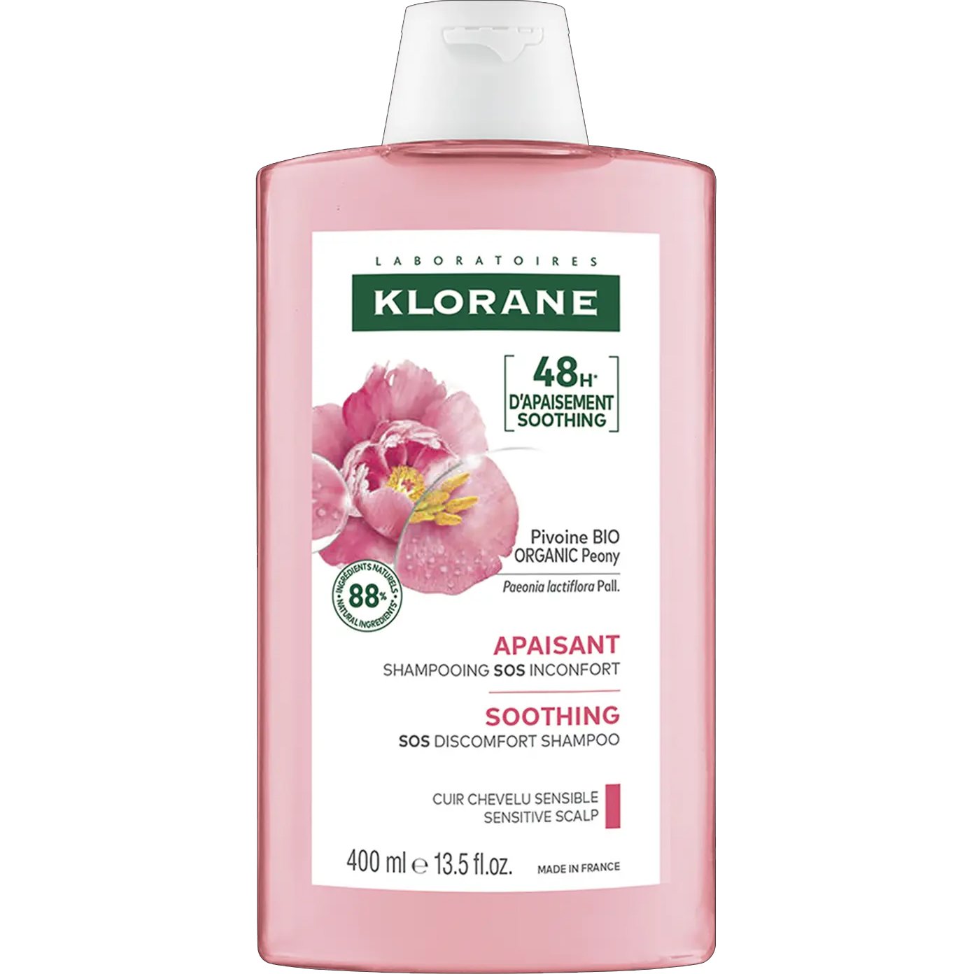 Klorane Peony Soothing & Sensitive Scalp Shampoo Καταπραϋντικό Σαμπουάν με Παιώνια για Ευαίσθητο & Ερεθισμένο Τριχωτό 400ml