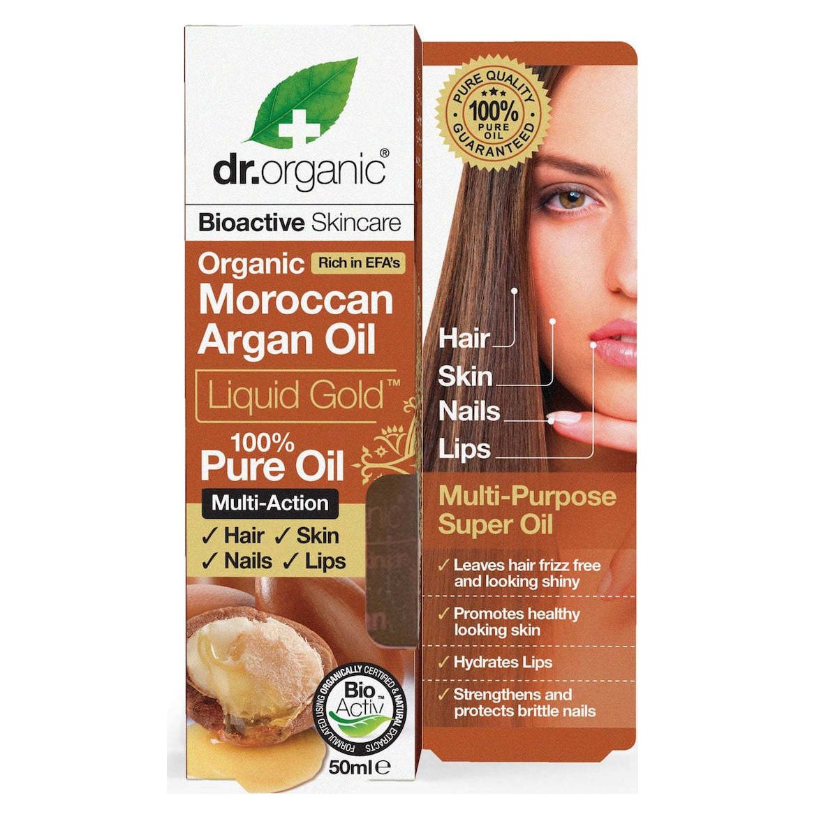 Dr Organic Moroccan Argan Oil Liquid Gold 100% Αγνό Έλαιο Argan που Περιποιείται Μοναδικά τα Μαλλιά, το Δέρμα και τα Νύχια 50ml