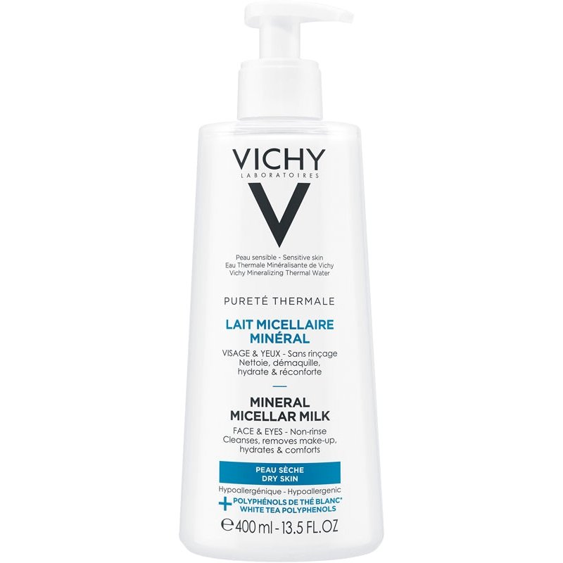 Vichy Purete Thermale Mineral Micellar Milk Γαλάκτωμα Micellaire για Πρόσωπο & Μάτια για Ξηρή Επιδερμίδα, 400ml