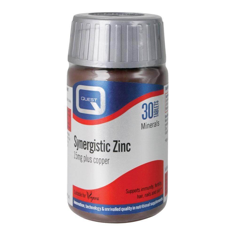 Quest Synergistic Zinc 15 mg-Συμπλήρωμα Διατροφής με Ψευδάργυρο, 30 Tabs