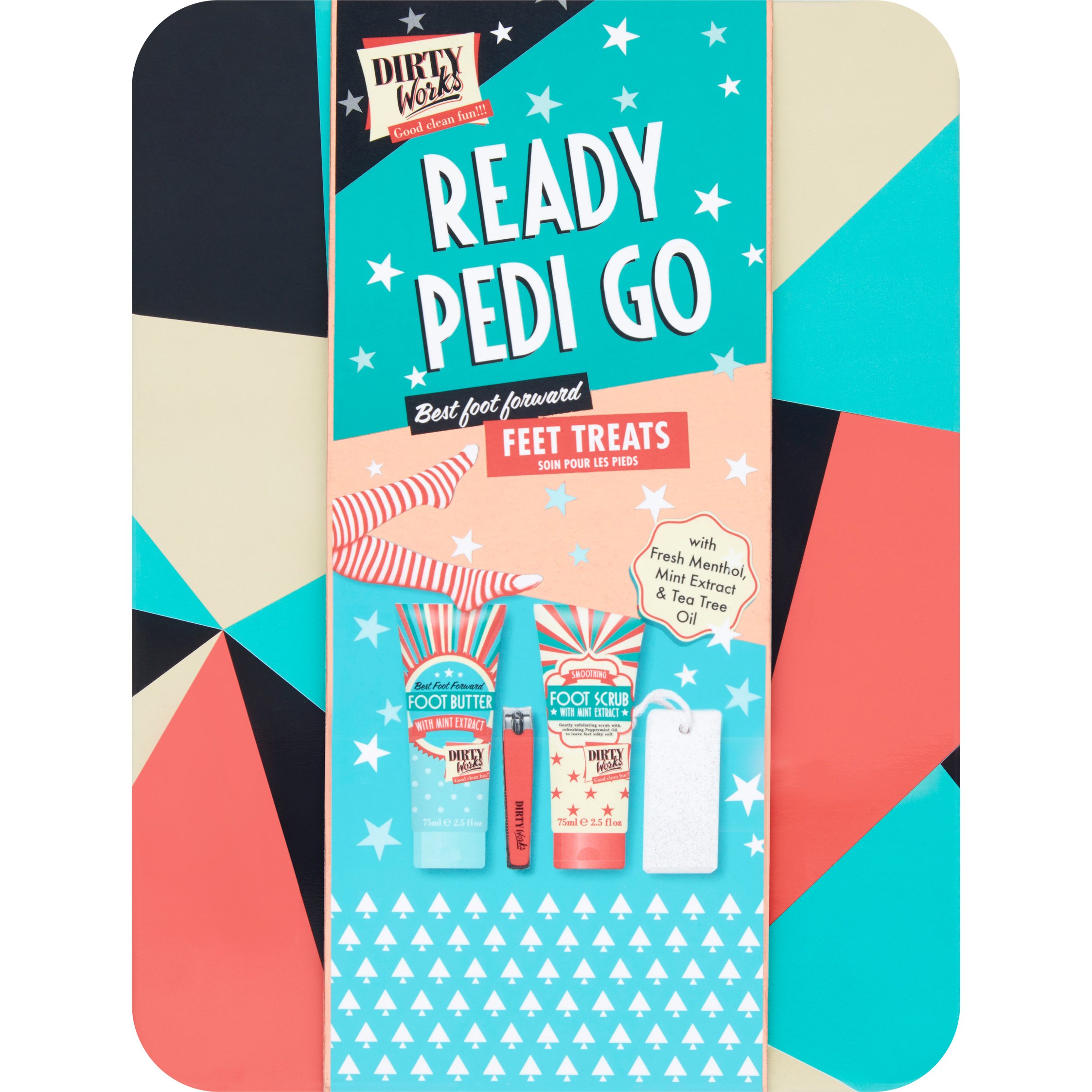 Dirty Works Ready Pedi Go, Foot Butter Κρέμα Περιποίησης Ποδιών 75ml, Foot Scrub Απαλή Απολέπιση 75ml, Νυχοκόπτης & Ελαφρόπετρα