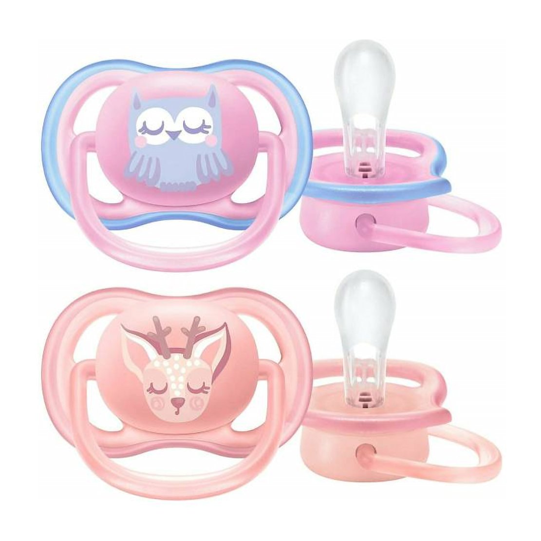 Avent Ultra Air Happy 0-6m SCF080/02 Maximum Airflow Soother Ελαφριά Πιπίλα Σιλικόνης για Ανακούφιση & Άνεση 2 Τεμάχια – Πορτοκαλί/ Μωβ
