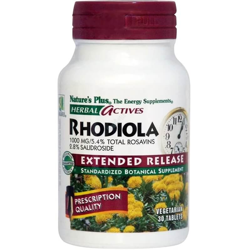 Natures Plus Rhodiola 1000 mg Extended Release Συμπλήρωμα Διατροφής για τη Βελτίωση της Συγκέντρωσης & της Μνήμης 30 V.Tabs