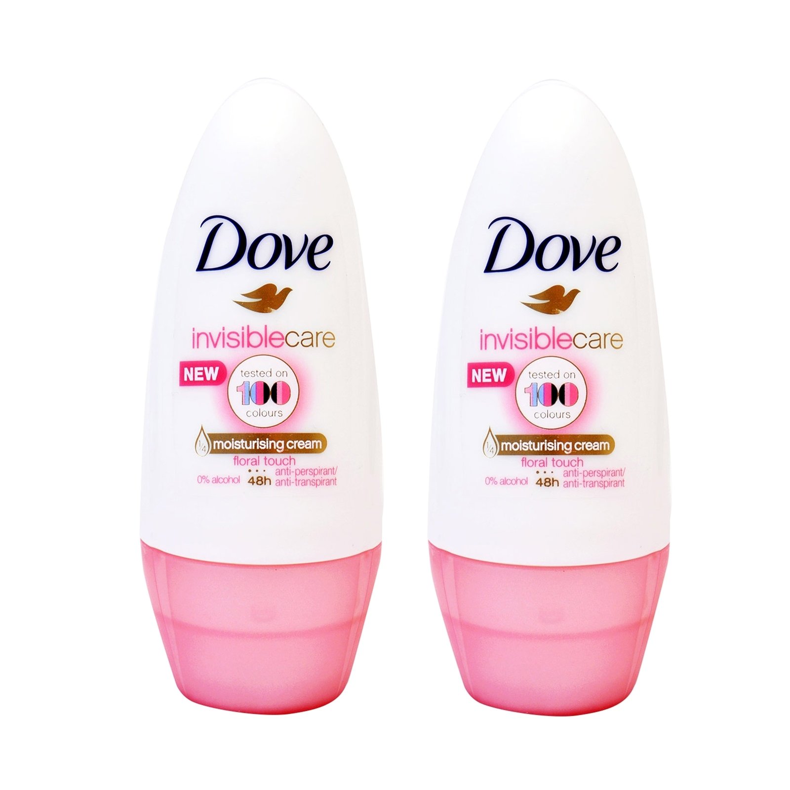 Dove Πακέτο Προσφοράς Deo Roll On Invisible Care Floral Αποσμητικό 48ωρης Αντιιδρωτικής Προστασίας Χωρίς Λευκά Σημάδια 2x50ml