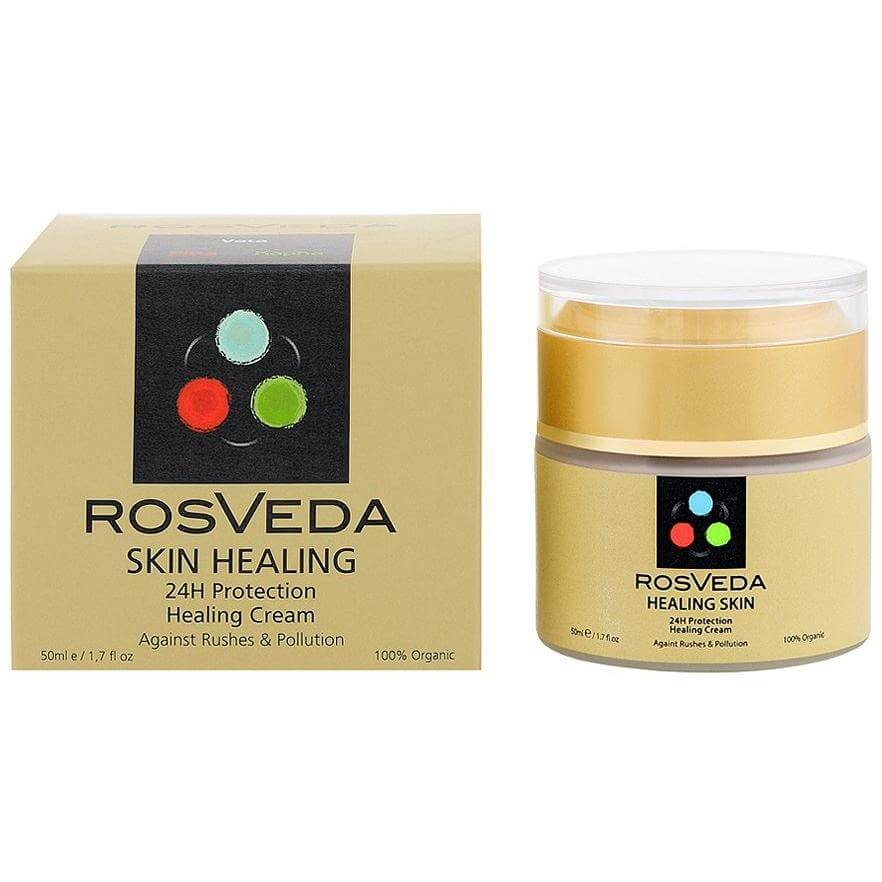 RosVeda Healing Skin Cream 100% Φυτική Σύνθεση, Επουλωτική, Επανορθωτική Κρέμα Προσώπου 24ωρης Ενυδάτωσης με Spf15 50ml