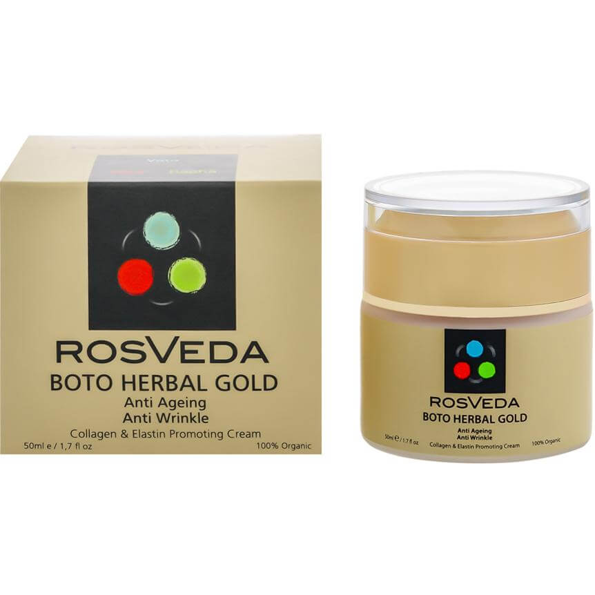 Rosveda Boto Herbal Gold 100% Φυτική Σύνθεση Αντιγηραντική Αντιρυτιδική Κρέμα Παραγωγής Ελαστίνης & Κολλαγόνου 50ml