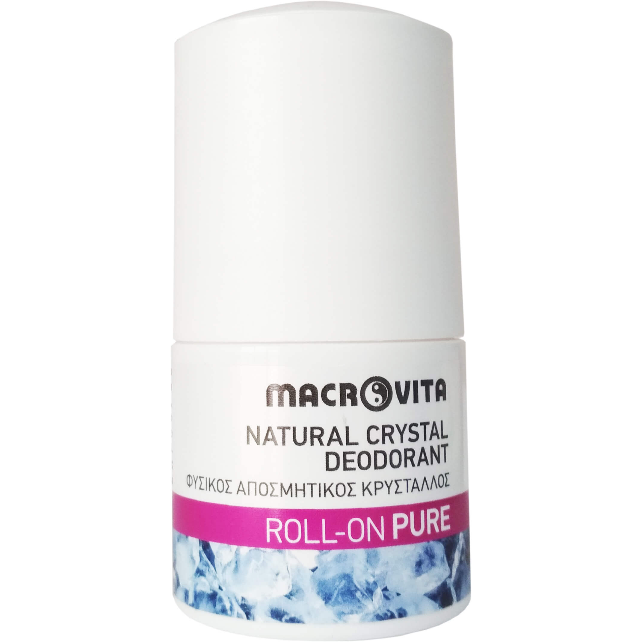 Macrovita Natural Crystal Deodorant Φυσικός Αποσμητικός Κρύσταλλος Roll-On Άρωμα Pure 50ml