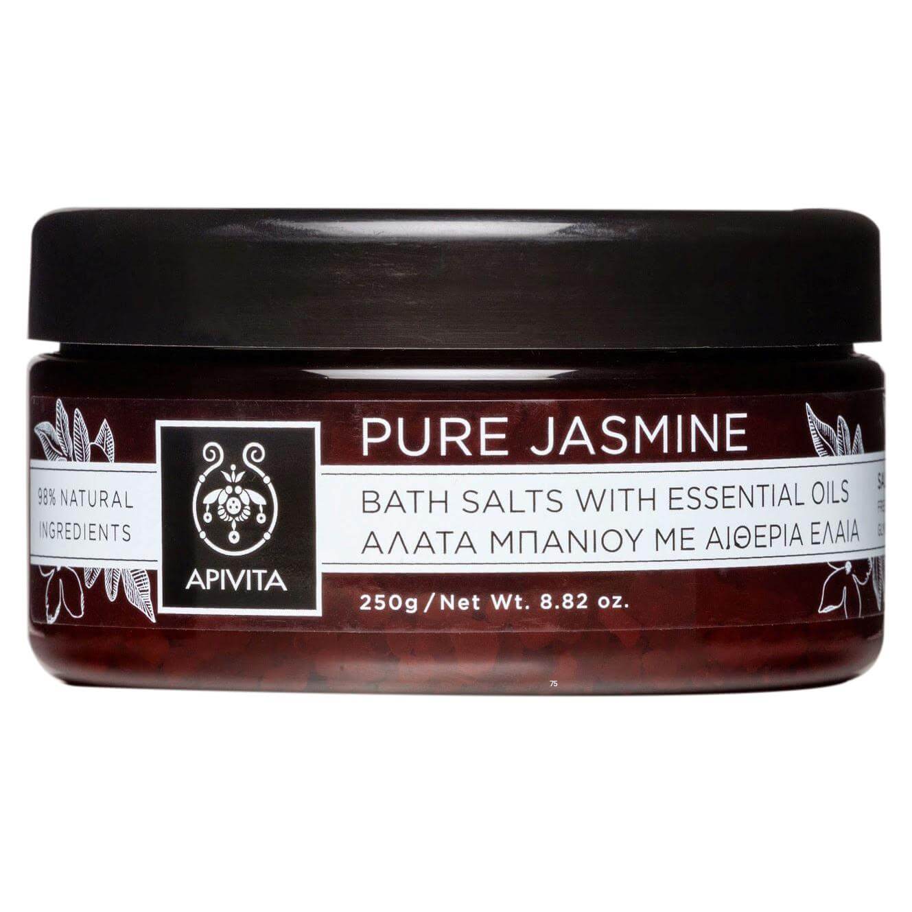 Apivita Pure Jasmine Άλατα Μπάνιου με Αιθέρια Έλαια με γιασεμί Τόνωση & αναζωογόνηση 250gr