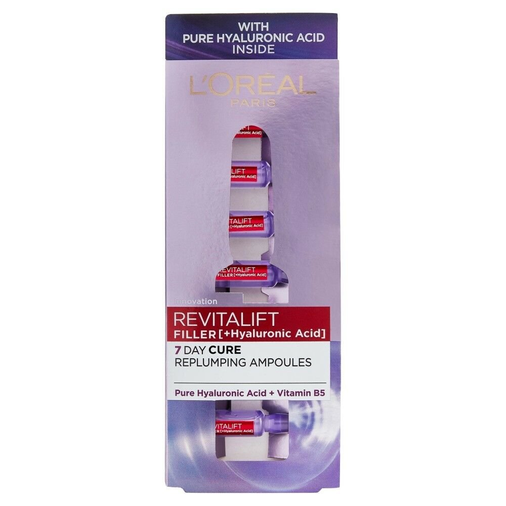 Loreal Paris Revitalift Filler 7 Day Cure Αμπούλες για Εντατική Ενυδάτωση & Σύσφιξη της Επιδερμίδας, 7 amps