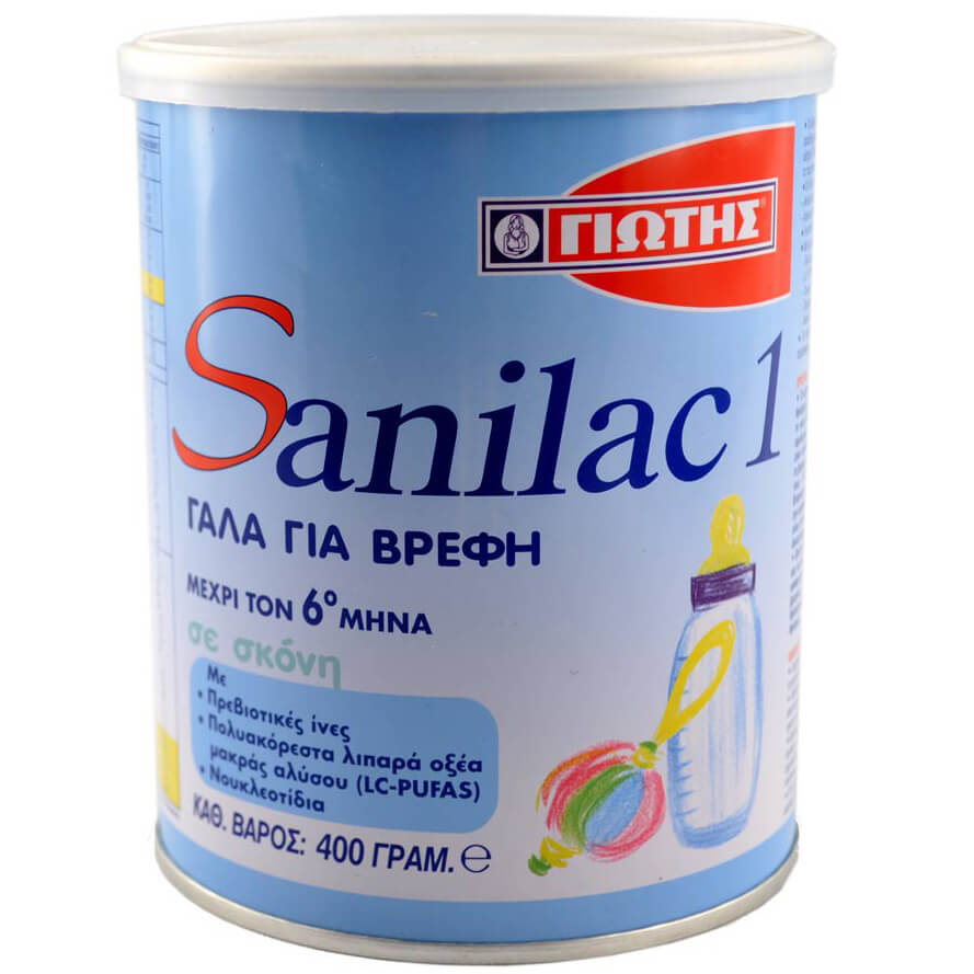Sanilac 1 Γάλα για Βρέφη από την Γέννηση Μέχρι τον 6ο Μήνα 400gr