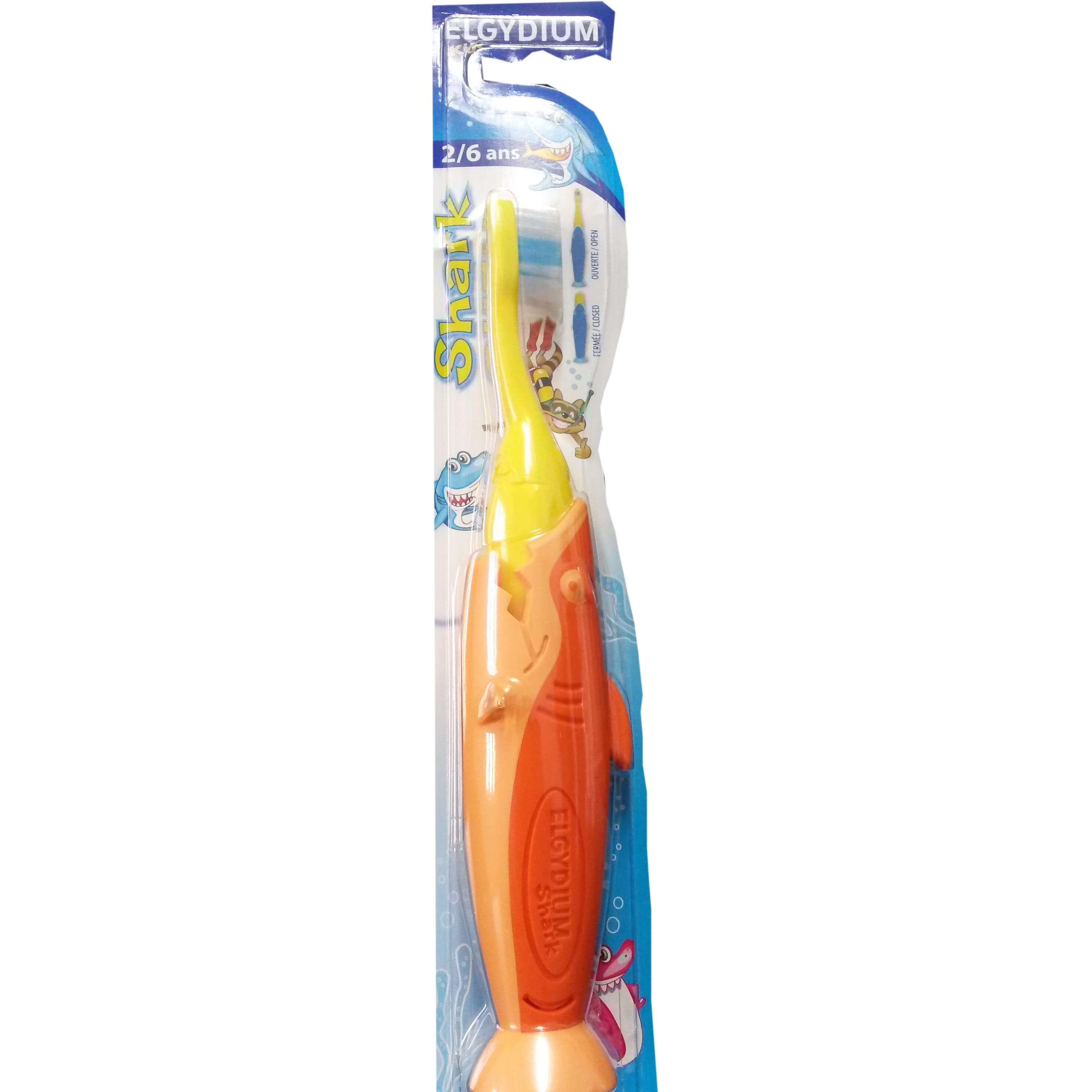 Elgydium Kids Shark 2/6 Οδοντόβουρτσα για Παιδιά 2-6 ετών 1 τεμάχιο – πορτοκαλί