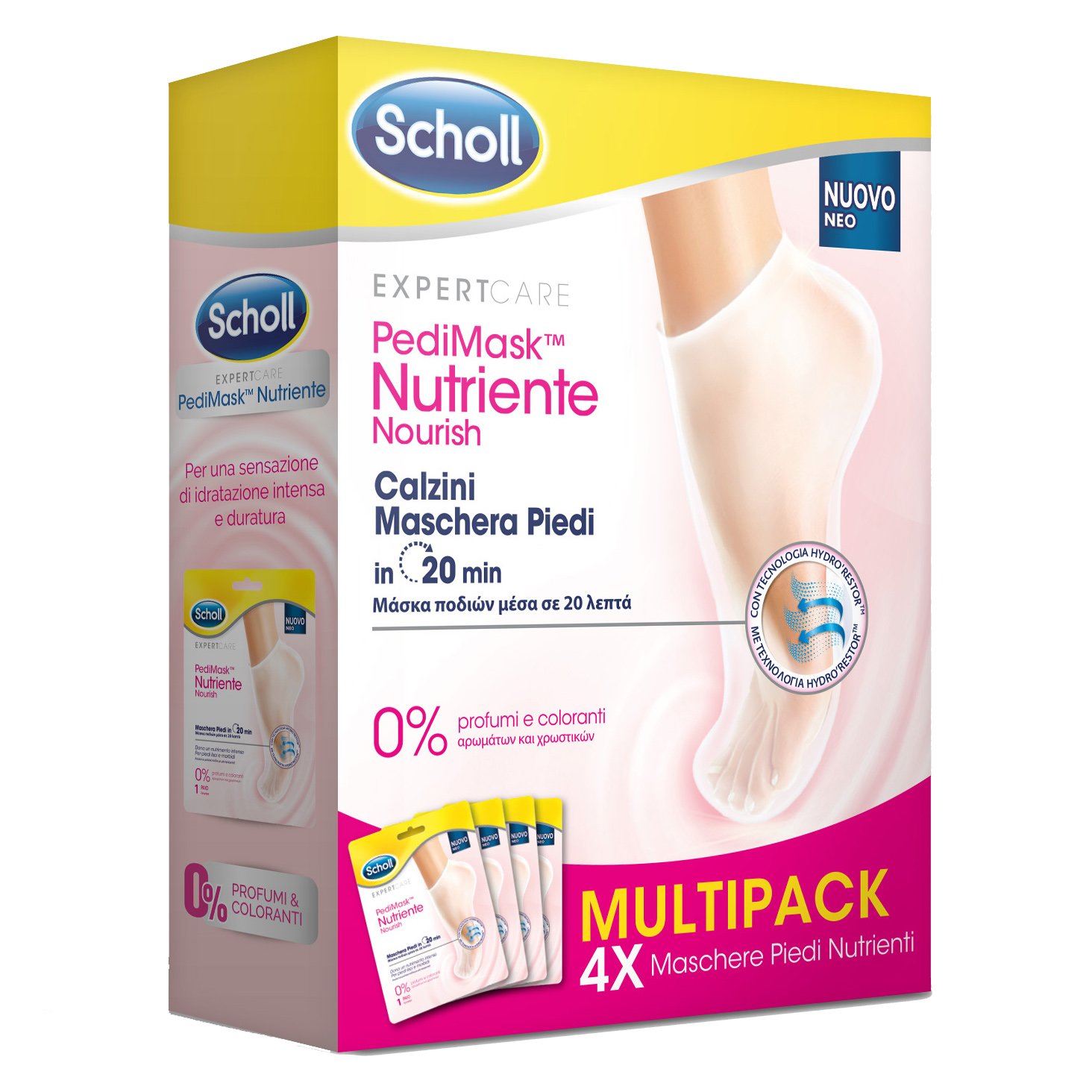 Scholl Expert Care Pedimask Nourish Ενυδατική Μάσκα Ποδιών 4 Ζευγάρια
