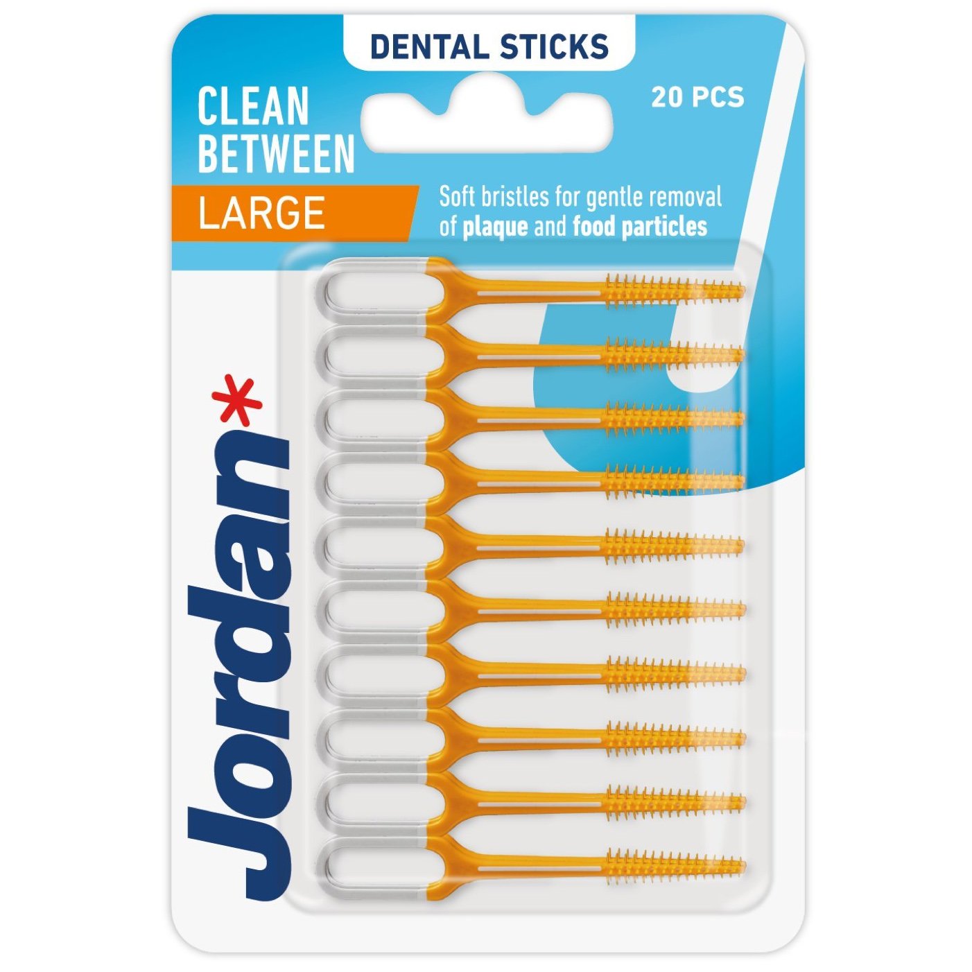Jordan Clean Between Dental Sticks Μεσοδόντια Βουρτσάκια για την Αφαίρεση της Πλάκας & των Υπολειμμάτων 20 Τεμάχια Κωδ 310053 – Large