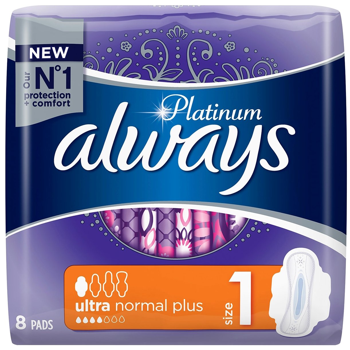 Always Ultra Platinum Normal Size 1 Σερβιετάκια με Φτερά 8pcs