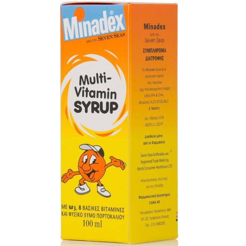 Seven Seas Σιρόπι Minadex Multi-Vitamin Πολυβιταμινούχο Σιρόπι Για Παιδιά Με 8 Βιταμίνες Και Χυμό Πορτοκαλιού 100ml