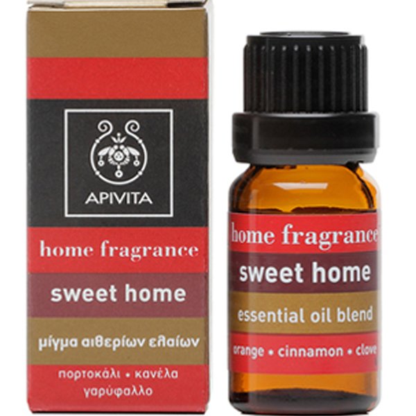 Apivita Sweet Home Essential Oil Blend Μίγμα Αρωματοθεραπείας  Αιθέριων Ελαίων με Πορτοκάλι, Κανέλλα & Γαρύφαλλο για Ζεστή Ατμόσφαιρας στο Χώρο 10ml