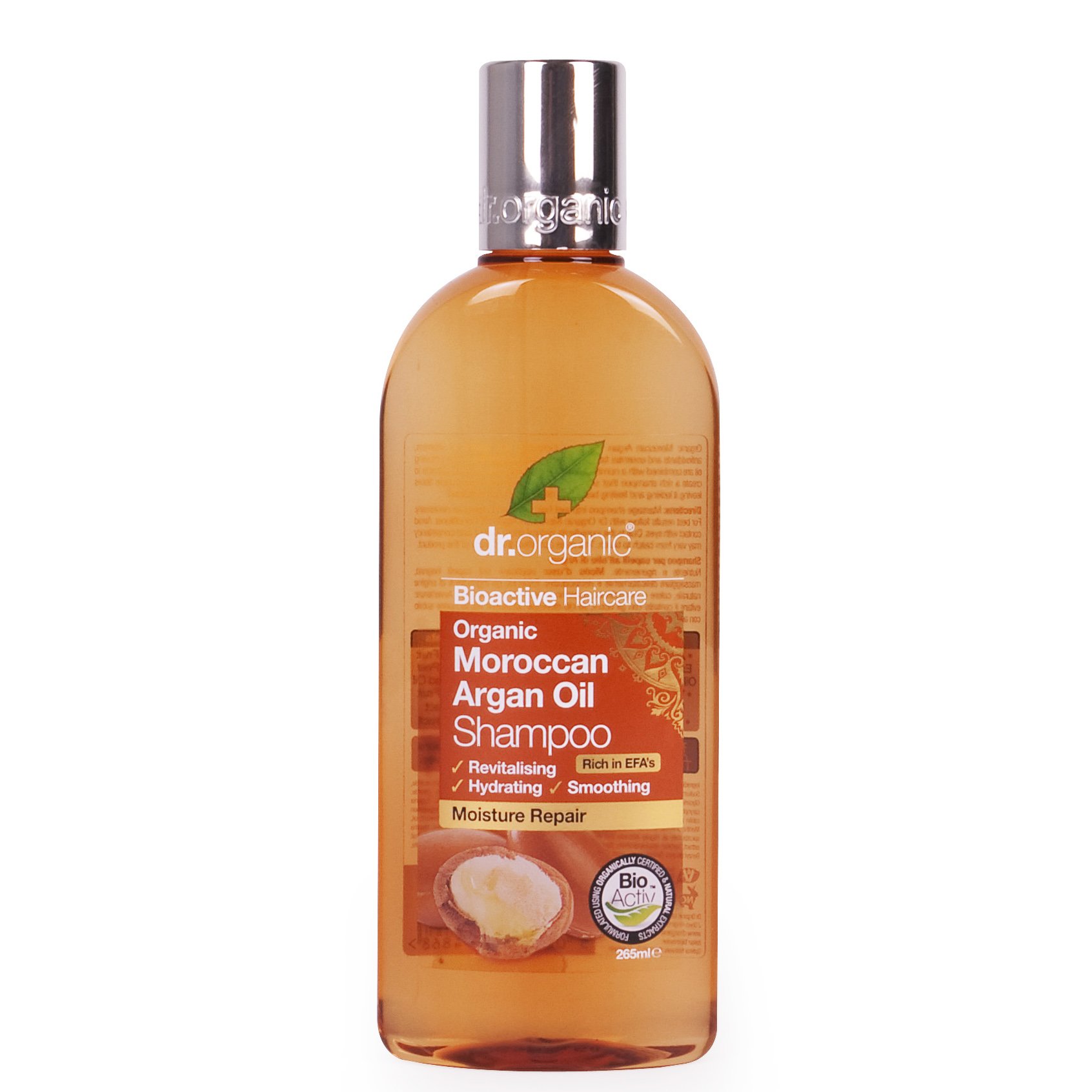 Εικόνα από Dr Organic Moroccan Argan Oil Shampoo Επανορθωτικό Σαμπουάν με Βιολογικό Έλαιο Αργκάν, Ιδανικό για Ξηρά Μαλλιά 265ml