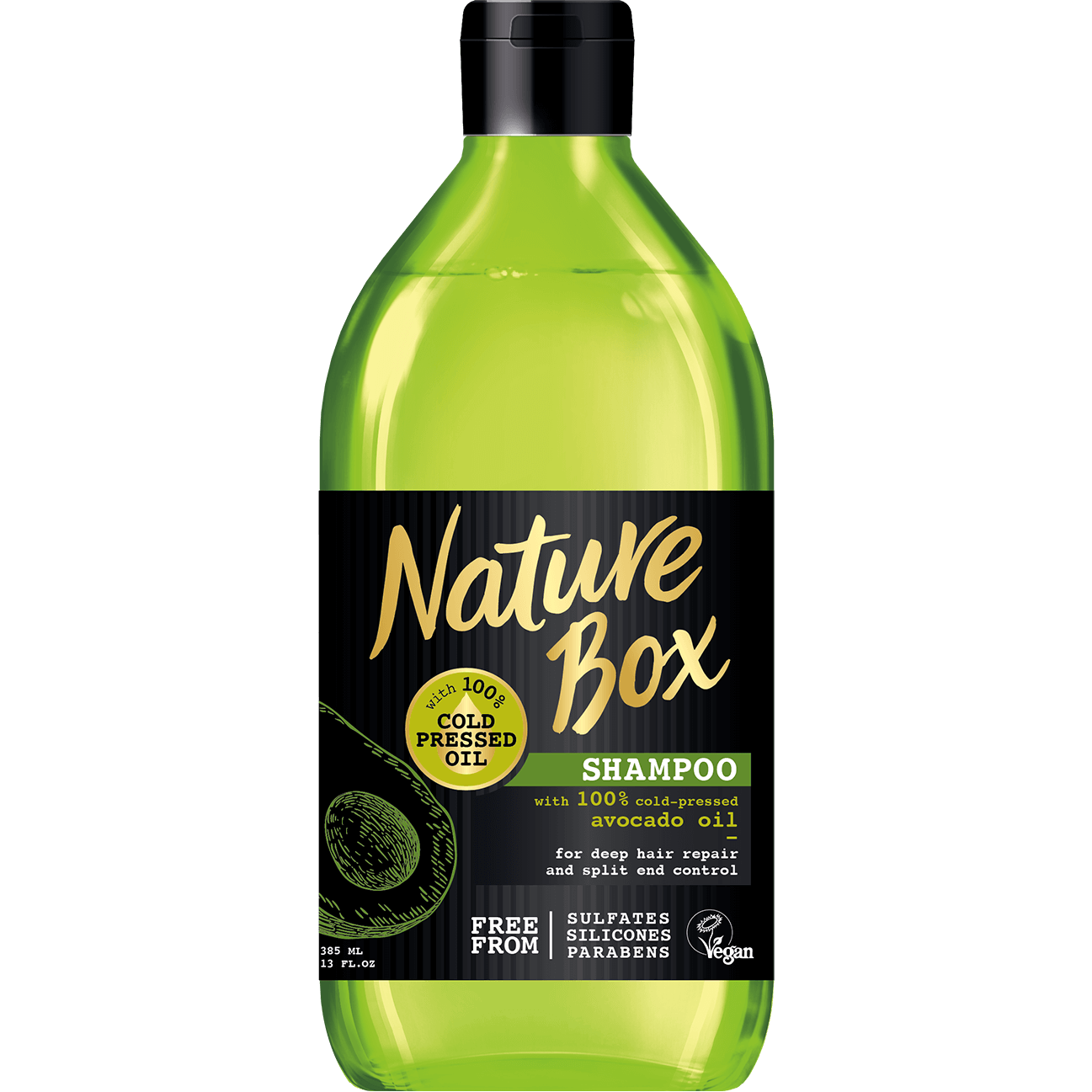 Nature Box Shampoo Avocado Σαμπουάν για Επανόρθωση με Έλαιο Avocado 385ml