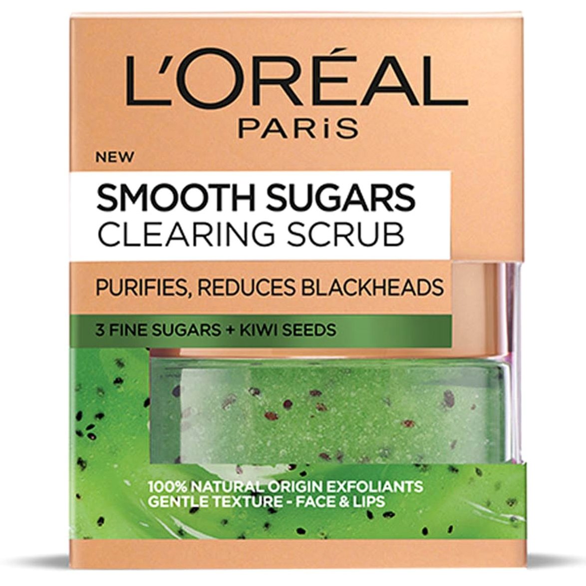 L’oreal Paris Smooth Sugars Clearing Kiwi Face & Lip Scrub Καθαρισμού για Πρόσωπο & Χείλη με Εκχύλισμα Σπόρων Ακτινιδίου 50ml